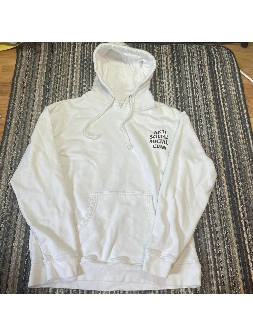 Anti Social Social Club Hoodie Mens Small White Kkoch Floral Logo Graphic Print